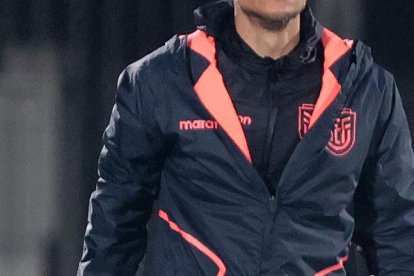 El entrenador de Ecuador Sebastián Beccacece en el estadio de Montevideo
