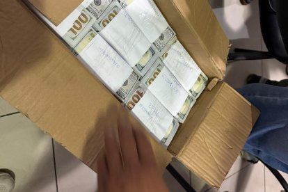 El dinero falso estaba distribuido en cartones.