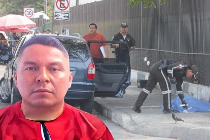 El cuerpo de Gabriel Espinoza quedó sobre la vereda, junto al vehículo que conducía.
