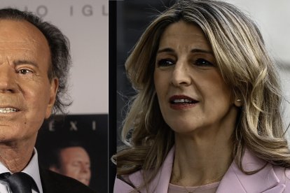 El cantante Julio Iglesias y Yolanda Díaz, vicepresidenta segunda del Gobierno y ministra de Trabajo.