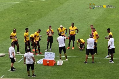 Fabián Bustos a los cuatro meses volvió a la zona técnica del estadio Monumental.
