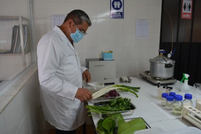 Mauricio Núñez usa entre los productos hoja de ajo de la selva, ajo de la Sierra, cebolla blanca y colorada.