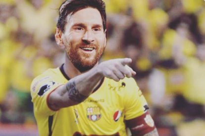 El astro argentino con la camiseta del Barcelona