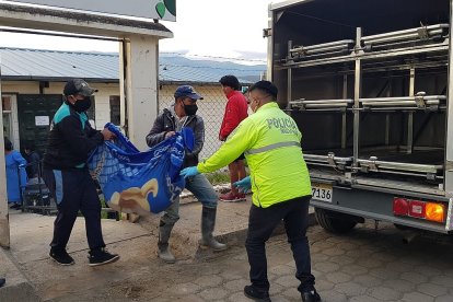 El cadáver de la niña, de 13 años, cuando era trasladado hasta la morgue.