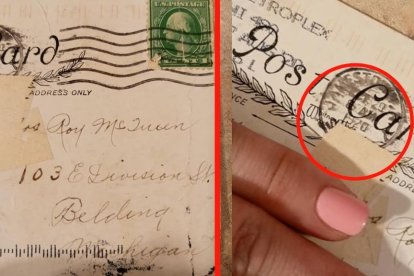 Imágenes de la postal que llegó a su destino un siglo atrás.