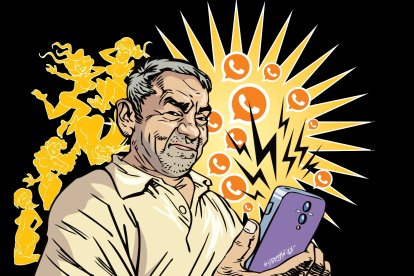 El hombre recibe mensajes a todas horas.