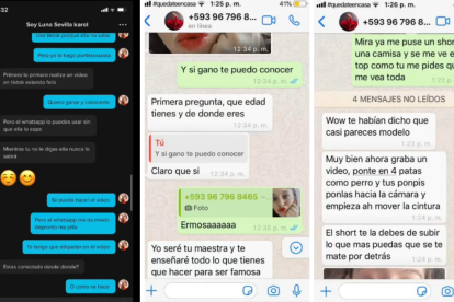 Los mensajes que el pedófilo mantenía supuestamente con la niña a través de WhatsApp.