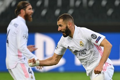 Karim Benzema marcó un gol en el empate (2-2) del Real Madrid ante Borussia Moenchengladbach.