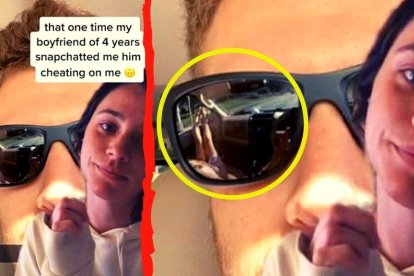 Detalle del video en el que se muestra el reflejo que delató a este novio infiel.