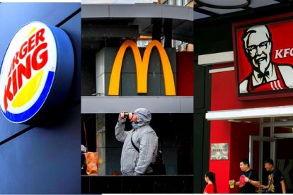 Logos de Burger King, McDonald's y KFC.