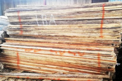 Gran dantidad de tablas decomisadas a taladores furtivos fue donada a distintas instituciones.