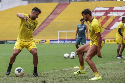Gabriel Marques y Bruno Piñatares en el último entrenamientos amarillo.