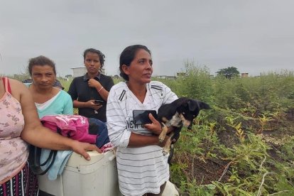 El perro que María Troya tiene en sus manos la sigue a todos lados y eso lo salvó de morir.