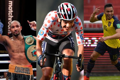 Carlos Góngora, Richard Carapaz y Ángel Mena.