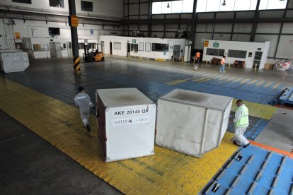 El espacio para la recepción de las vacunas es en uno de los hangares del aeropuerto Mariscal Sucre de Quito.