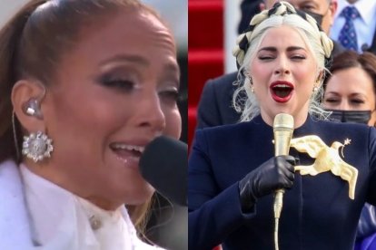 Jennifer López y Lady Gaga, durante la posesión del presidente estadounidense.