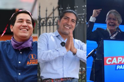 Andrés Arauz, Yaku Pérez y Guillermo Lasso fueron los más votados.