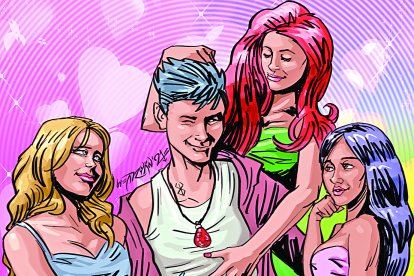 Hombre engaña a su pareja con muchas mujeres.