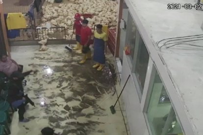 En la imagen, del lado inferior izquierdo, se puede observar al sujeto que portaba la subametralladora.