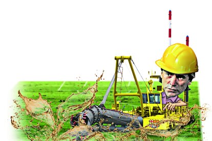 Fabián  Bustos entre agua y lodo sacó los tres puntos ante Guayaquil City.