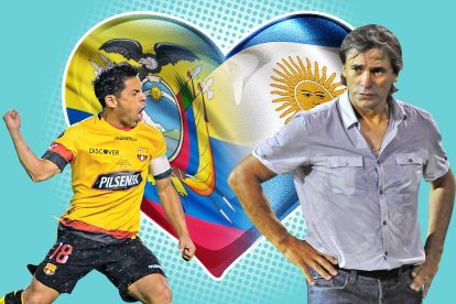 Matías Oyola y Fabián Bustos integrantes del Barcelona.