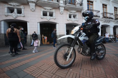 La Policía dispuso más motorizados para brindar seguridad en el Centro Histórico.