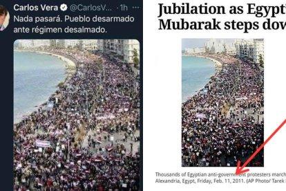 El periodista ecuatoriano, Carlos Vera, publicó recientemente la foto fuera de contexto.