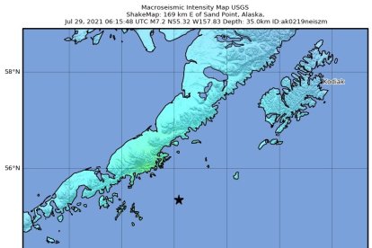 El sismo de magnitud 8,2 no provocó pérdidas humanas, heridos o daños materiales para Estados Unidos.