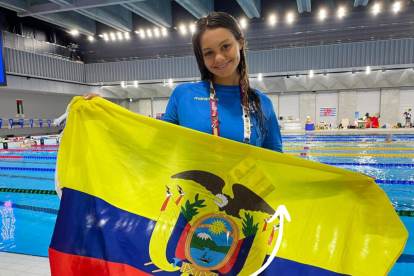 La nadadora ecuatoriana Anicka Delgado compitió en 100 metros estilo libre femenino durante los Juegos Olímpicos 2020.