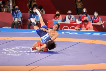 Luisa Valverde cuando ganó el primer combate.