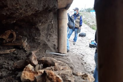 La osamenta encontrada en Sicalpa Viejo, antes de ser rescatada.