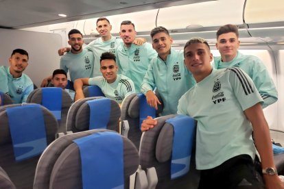 La selección Argentina cuando regresaba a su país.