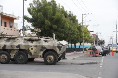Provistos de tanquetas, elementos de las Fuerzas Armadas desarrollaron el operativo en la Isla Trinitaria.