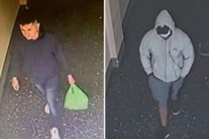 Los sospechosos fueron captados por las cámaras de seguridad de los sectores por los que caminaron. A la derecha, el ecuatoriano.