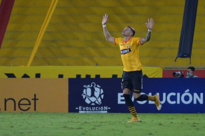 Carlos Garcés anotó el segundo tanto ante Olmedo en la victoria de visitante.