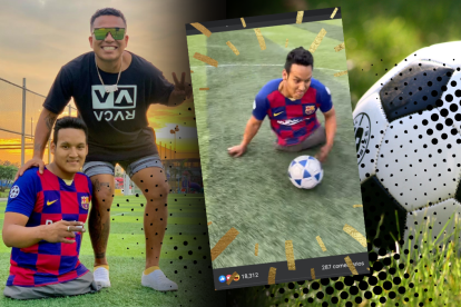 Ángel Mora, el chico que juega fútbol con las manos junto a Alberto Santos el Papeles Caballero de redes sociales.