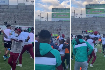 Luis Chango, presidente vitalicio del Mushuc Runa, durante el festejo por la clasificación a la Copa Sudamericana.