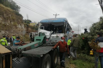 Tras el impacto, el bus arrasó con cuatro árboles.