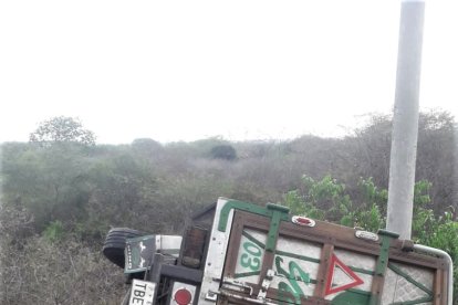 Así quedó el camión en el que viajaban los dos hombres.