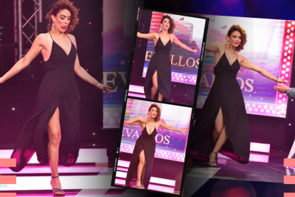 Mare Cevallos a su ingreso al set de un canal boliviano tuvo un tropezón