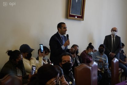 El canciller Holguí durante su intervención esta mañana.