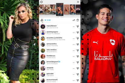 James reviso las historias de Instagram de la presentadora ecuatoriana.