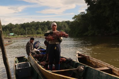 A Yolanda le da miedo que los piratas le roben el motor de la canoa y los dejen sin trabajo.