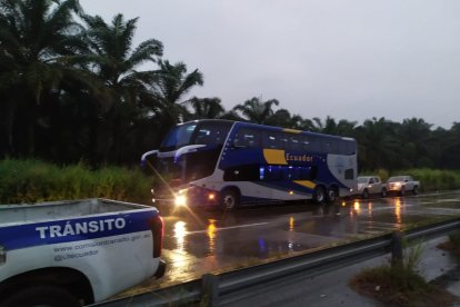 El automotor tuvo que parar la marcha luego de que los tipos lanzaron troncos en medio de la carretera.