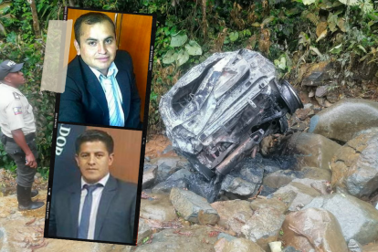 Así encontraron el carro en el que viajaban los abogados  Así encontraron el carro en el que viajaban los abogados Jairo Jiménez Pazmiño (derecha) 
y Geovanny Arias.