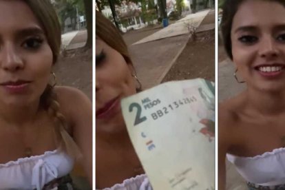 La artista contó en sus redes que unos turistas le pagaron 4 mil pesos colombianos por lo que pensó que se trataría de 100 dólares.
