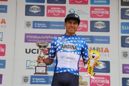Santiago Montenegro fue el extranjero más destacado de la Vuelta a Colombia. Lució el maillot azul de rey de la montaña en el podio.