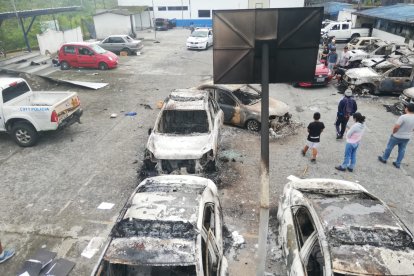 Así quedó el interior del cuartel de Policía tomado por los manifestantes en Puyo, provincia de Pastaza.
