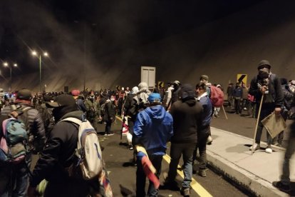 En Guayllabamba se registraron enfrentamientos entre militares y manifestantes.