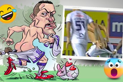 Andrés Chicaiza de Delfín y la locura después del gol ante Barcelona.